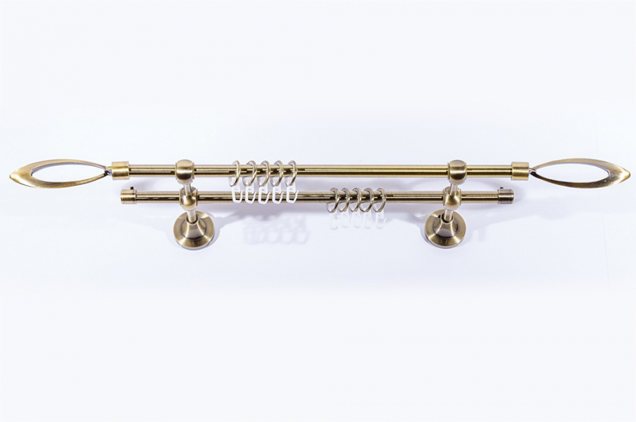 Карниз Артметалл двухрядный, Эллипс Старое золото (антик) 3000 мм