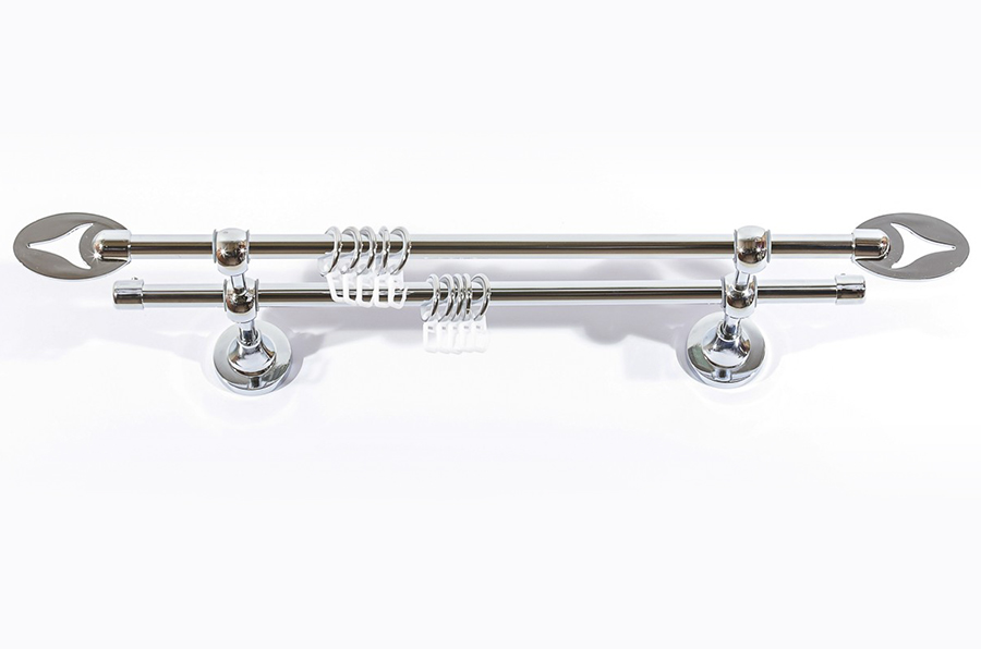 Карниз Артметалл двухрядный, Кения Серебро глянец 3200 мм