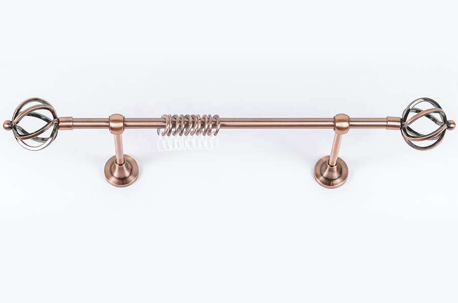 Карниз Артметалл однорядный d16 c наконечниками Булава Медь 2000 мм