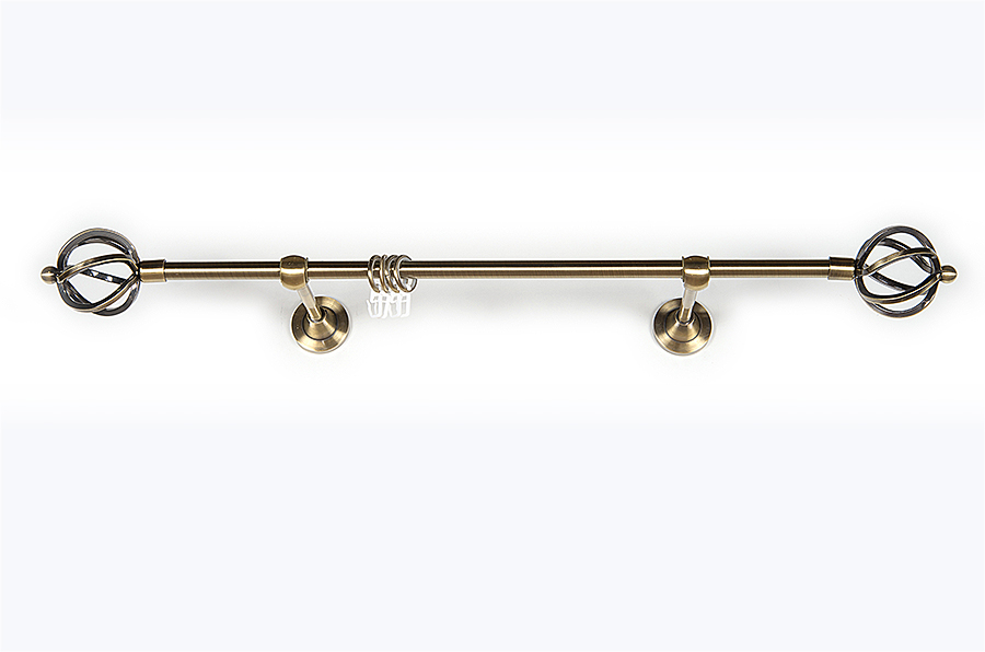 Карниз Артметалл однорядный d16 c наконечниками Булава Старое золото (антик) 2000 мм