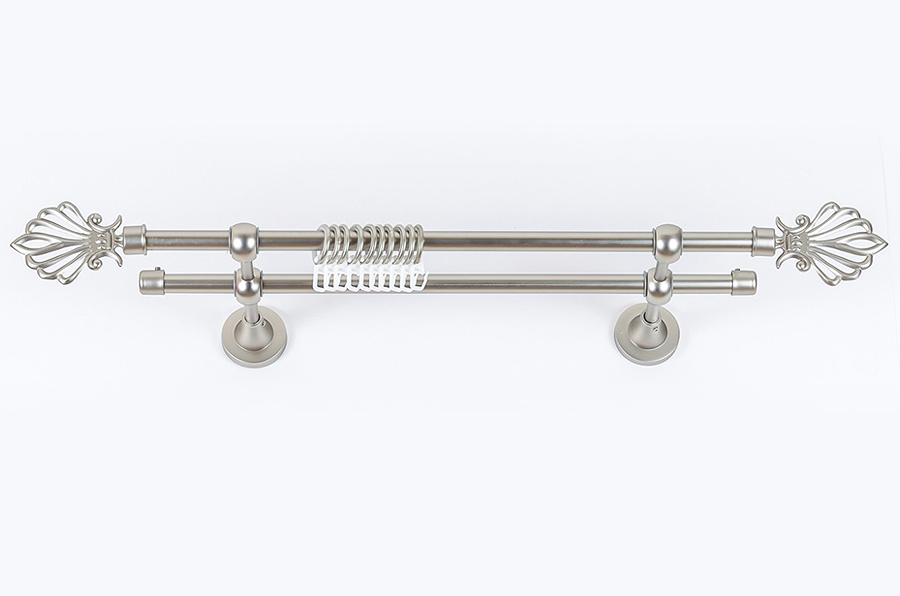 Карниз Артметалл двухрядный  d16 c наконечниками Веер Сатин 3200 мм