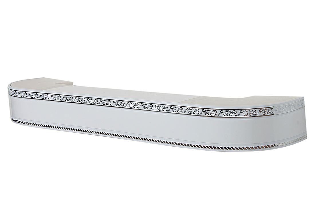 280 карниз СТАНДАРТ Есенин серебро 3х рядный с декор. планкой 70мм белый в инд. уп.