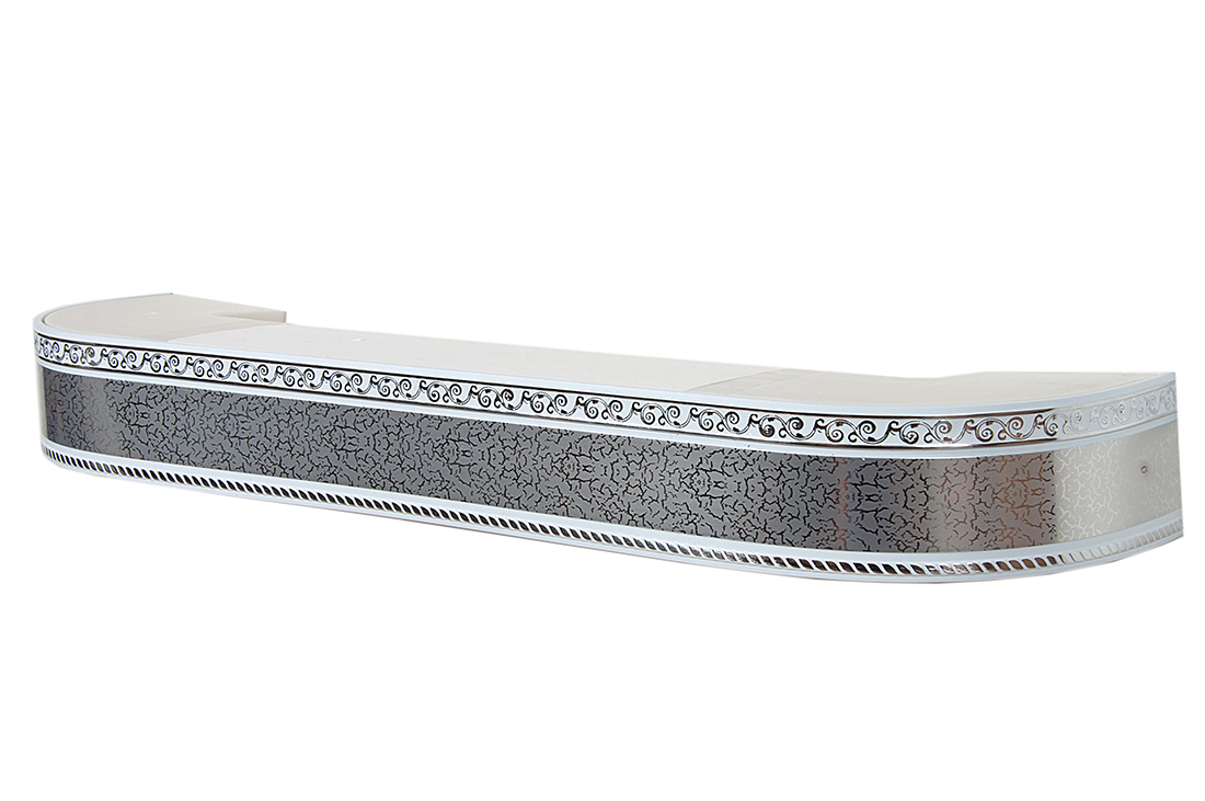 320 карниз СТАНДАРТ Есенин серебро 3х рядный с декор. планкой 70мм элегант в инд. уп.