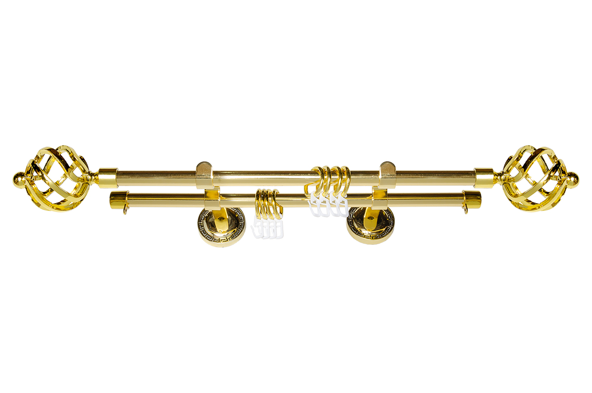 Карниз d16мм с пластиковыми эл. ФЭШН 2-ой наконечники Большой АРЕЦЦО ЗОЛОТО 240 см