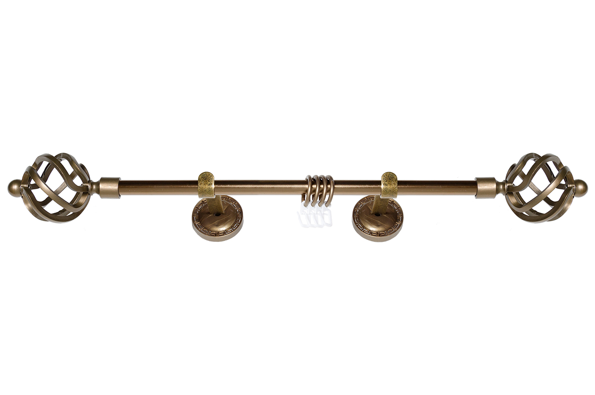 Карниз d16мм с пластиковыми эл. ФЭШН 1-ый наконечники Большой АРЕЦЦО СТАРОЕ ЗОЛОТО 360 см