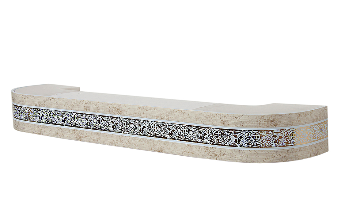 250 карниз СТАНДАРТ Грация золото 3х рядный с декор. планкой 70мм шампань в инд. уп.