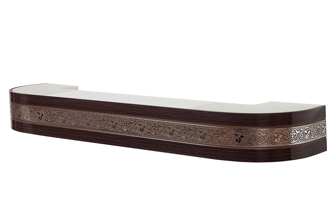 300 карниз СТАНДАРТ Грация серебро 3х рядный с декор. планкой 70мм венге в инд. уп.