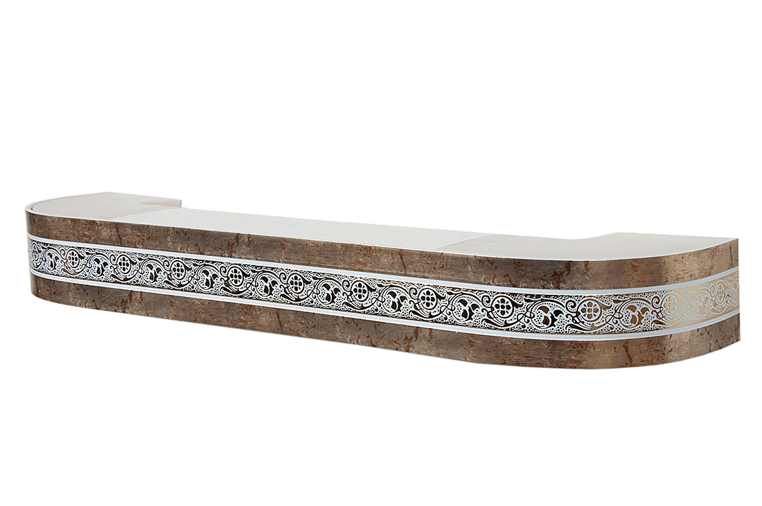 320 карниз СТАНДАРТ Грация золото 3х рядный с декор. планкой 70мм мрамор белый в инд. уп.