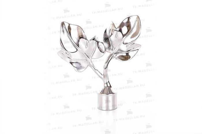 Наконечник "ФИГОВЫЙ ЛИСТ" серебро глянец d 16 мм (2 шт)