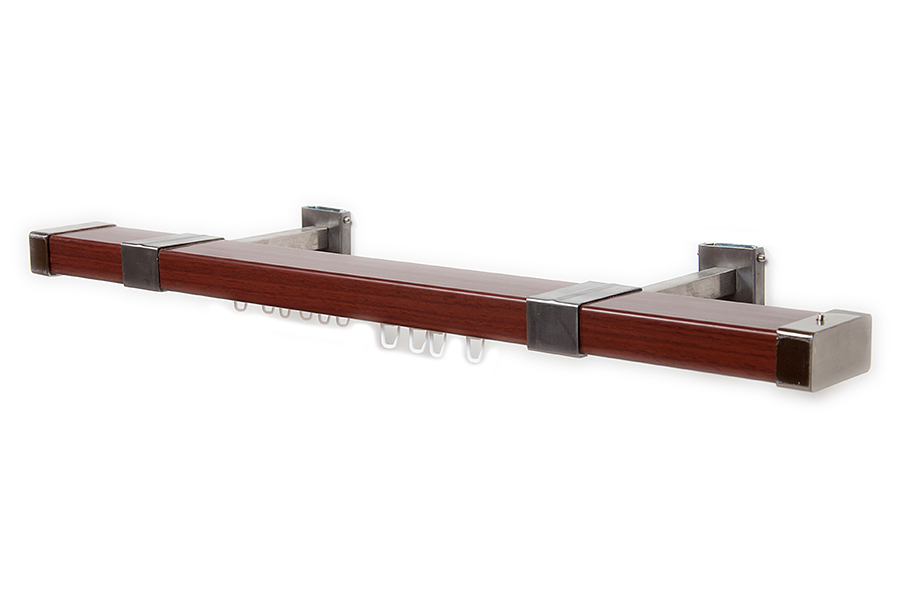 Карниз прямоугольн. пластик. с метал. кроншт. двухрядный ФЛАГМАН ОРЕХ 240 см