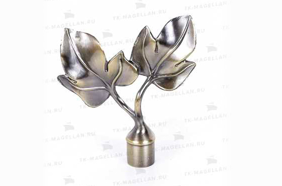 Наконечник "ФИГОВЫЙ ЛИСТ" старое золото d 16 мм (2 шт)