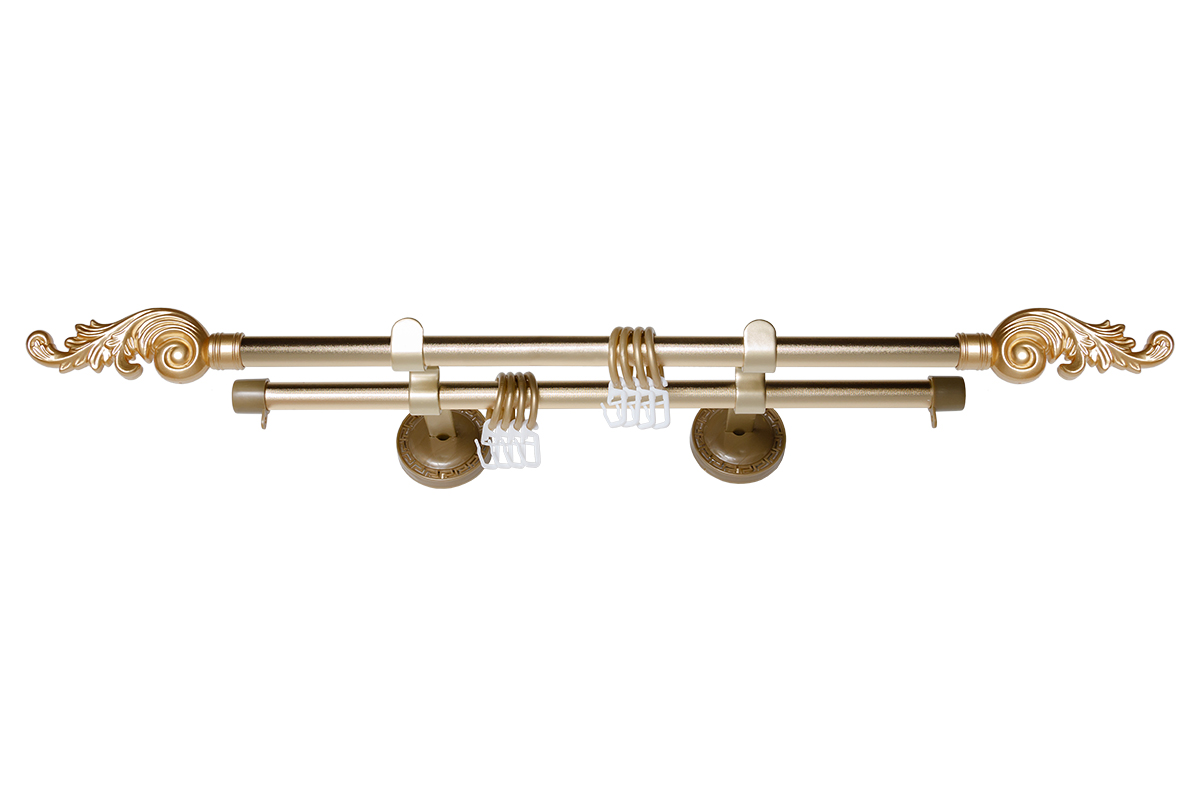 Карниз d16мм с пластиковыми эл. ФЭШН 2-ой наконечники Лира МАТОВОЕ ЗОЛОТО 280 см