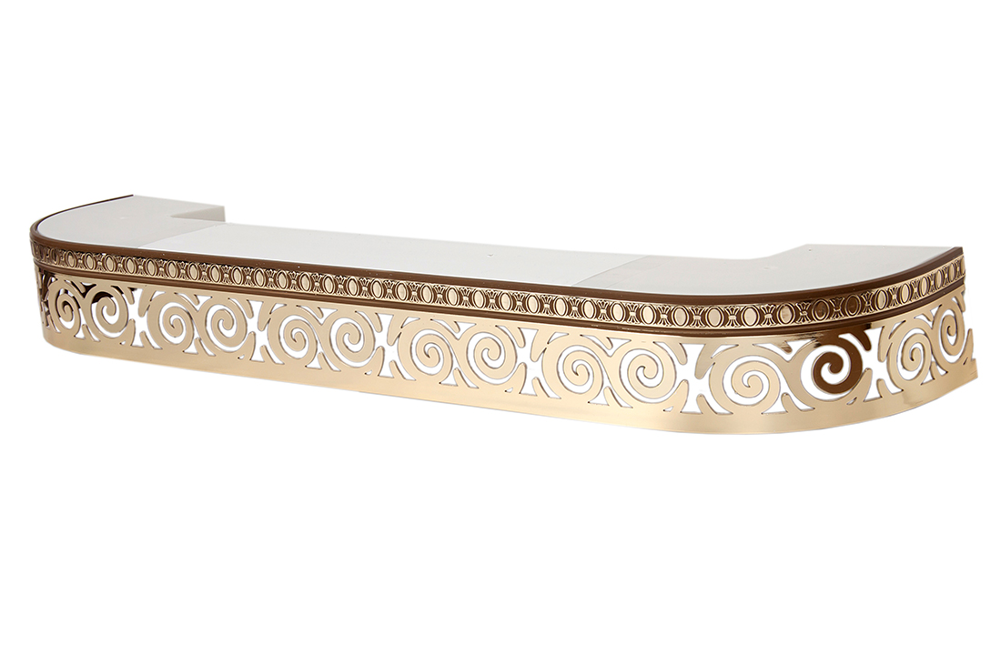 180 карниз СТАНДАРТ Завиток золото 3х рядный с планкой 70мм в инд. уп.