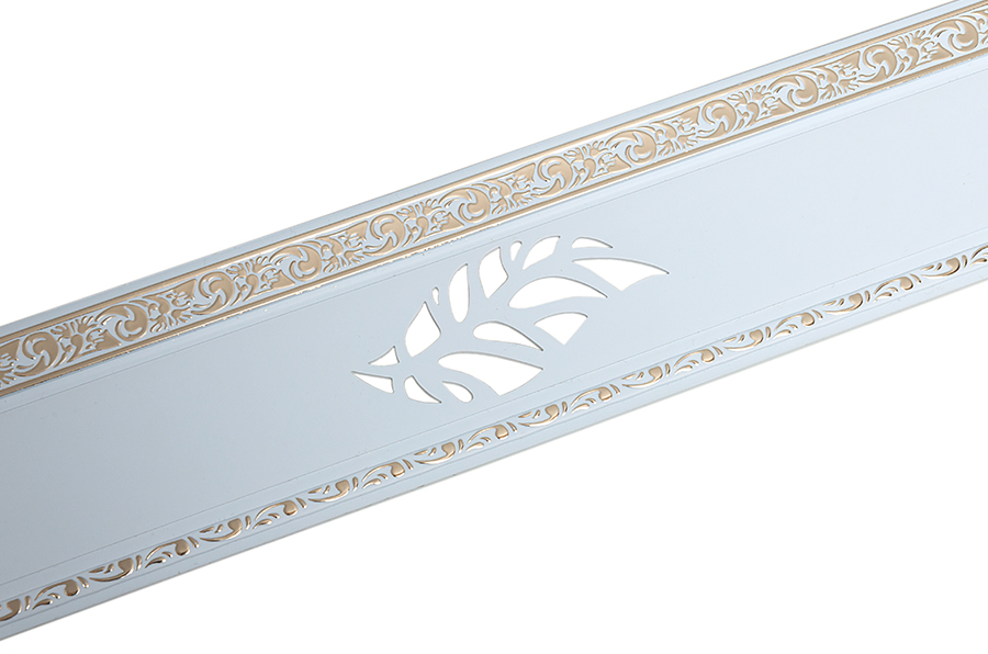Планка декоративная багетная пластик ЛИСТ ЗОЛОТО белый 1м