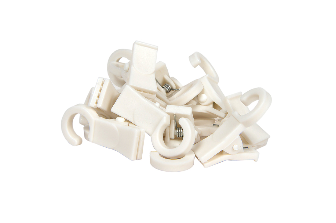 Зажим шторный на кольцо белый (20 шт) в упак.