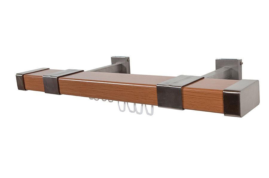 Карниз прямоугольн. пластик. с метал. кроншт. двухрядный ФЛАГМАН СВ. ДУБ 300 см